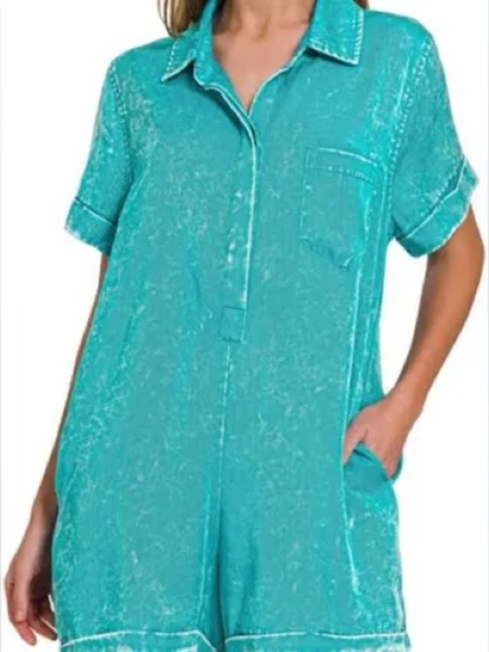 Zenana Tencel Short Sleeve Romper